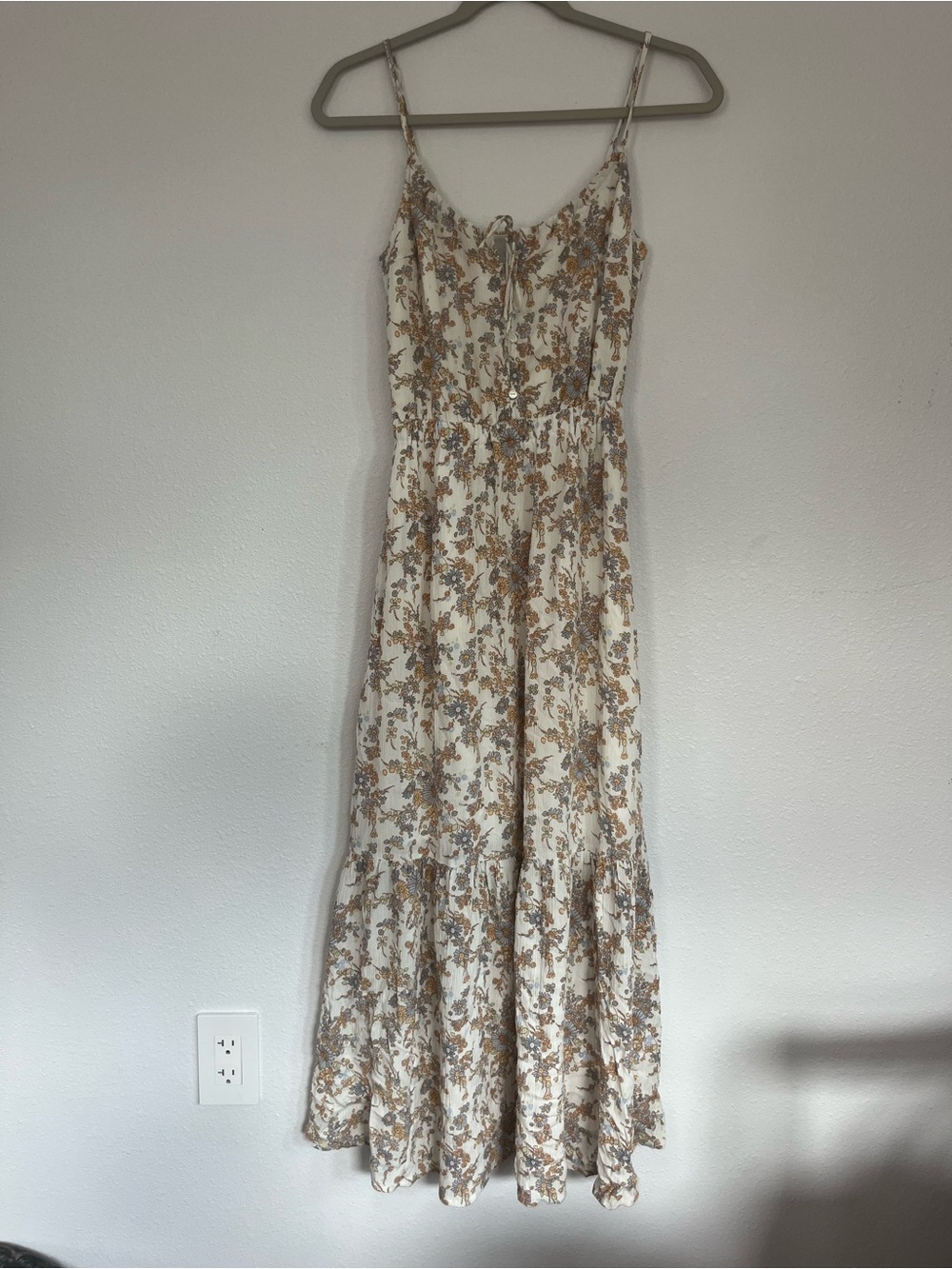 Abercrombie & Fitch White Maxi Dress with Tan Floral Print